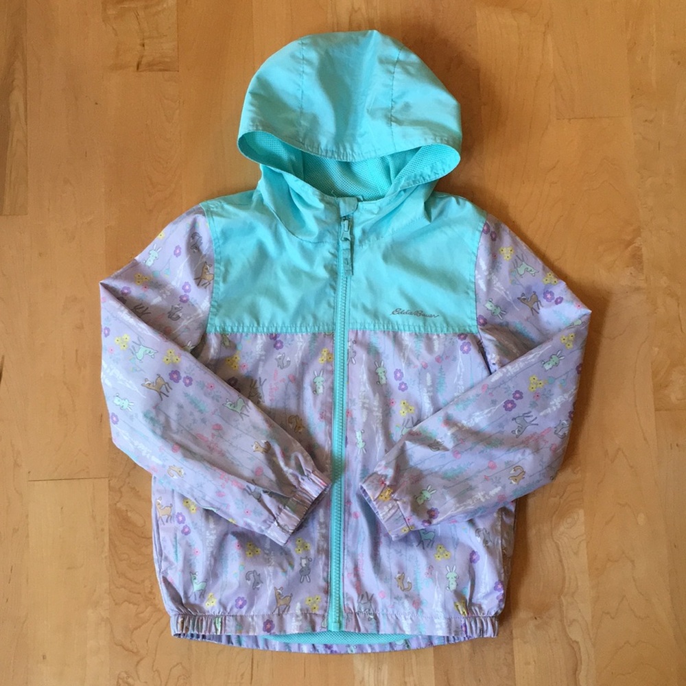 Eddie Bauer Girls Windbreaker Full Zip Hooded Jacket